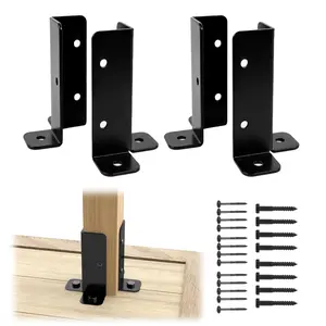 4 Pack Adjustable Post Base Brackets – Fit 1.5x1.5, 2x2, 2x4, 4x4 | Heavy Duty Wood Fence & Pergola Black Half Column Deck Post Anchors for Railing, Mailbox (WT32)