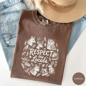 Comfort Colors National Park Vintage T-shirt, Respect The Locals Tee, Camping Tee, Gift For Camping Lover, Funny Animals, Top Nature Mom, Cotton Fabric - DarkFlex