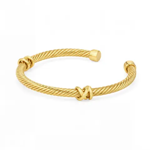 Aprilery Twisted Cable Cuff Thin Bracelet with Wrapped Knot Accent – Stylish Open Bangle for Women, Perfect for Daily Wear