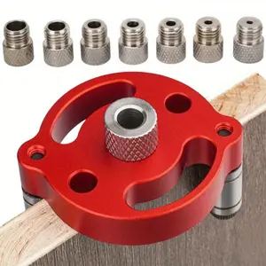 Self Centering Doweling Jig, Straight Holes Wood Panel Hole Puncher Locator, Handheld Drill Guide for Woodworking Joints Tool