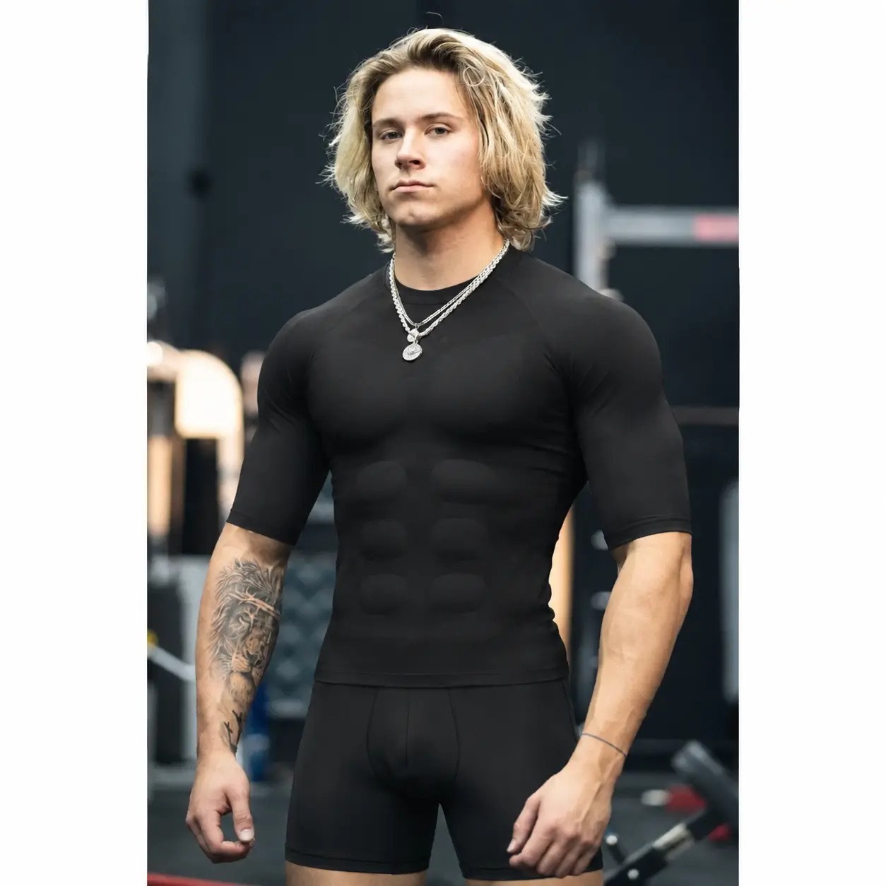 Men’s Invisible Seamless Muscle-Enhancing T-Shirt with Removable Muscle Pads and Light Compression Function, Suitable for Everyday Wear, Cosplay, and Special Occasions,fathersdaygift