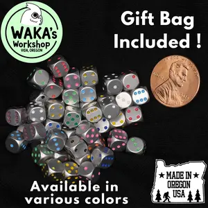 Pair of Solid Aluminum Dice - 6mm Micro Metal D6 - CNC Precision Machined Die for Tabletop gaming, Dungeons and Dragons, D&D, Role playing games. Hand Made in USA