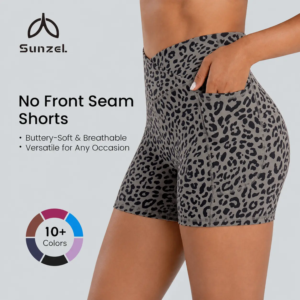 Women's Crossover High Waist Biker Shorts with Pockets, Scrunch Butt Lifting Tummy Control Yoga Shorts for Gym Workouts, Women's Shorts