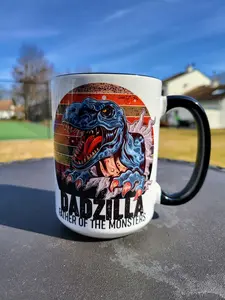 Dadzilla Father of the Monsters - 11oz/15oz Ceramic Mug for Coffee and Tea - Great Gift For Dad Father's Day - Funny