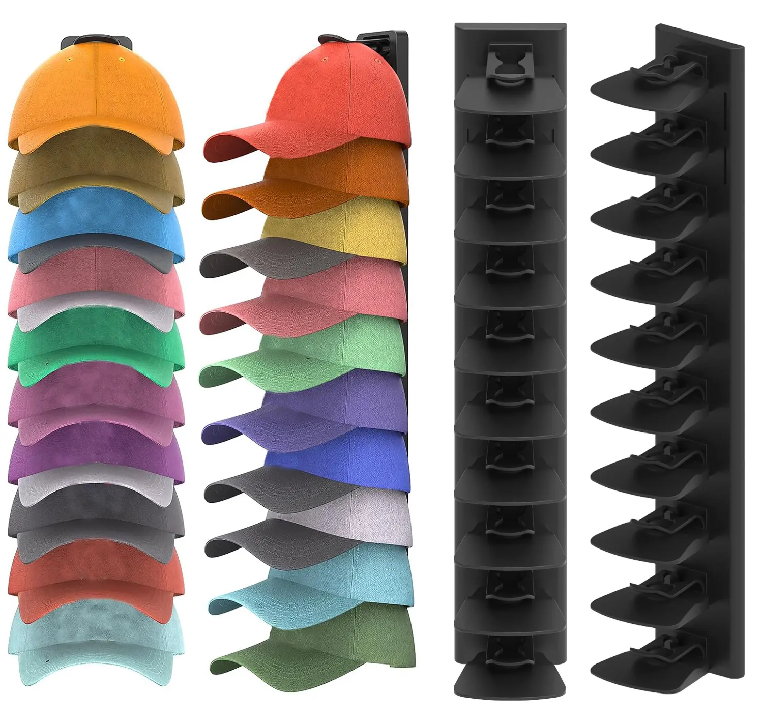 2-Pack Plastic Baseball Cap Organizer - Wall-Mounted Wall Hook with Adhesive Tape, Adjustable Closet Storage Shelves Hat Holder for Doors/Closets, Valentine's Gift