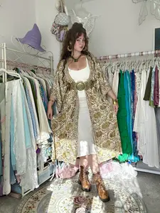 Silk Printed Long Kimono , Long Silk Robes for Women, Printed Paisley Kimono Robe, Kimono, Bell Sleeve , Bridesmaid  Robe, Gift For Her