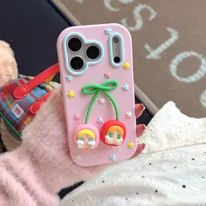 Colorful Stars Cherry Cry Baby Silicone Cellphone Case, Fits iPhone 17 16 15 14 13 12 11 Pro Max, Fun Aesthetic, Cute Design, Air Smartphone Cover