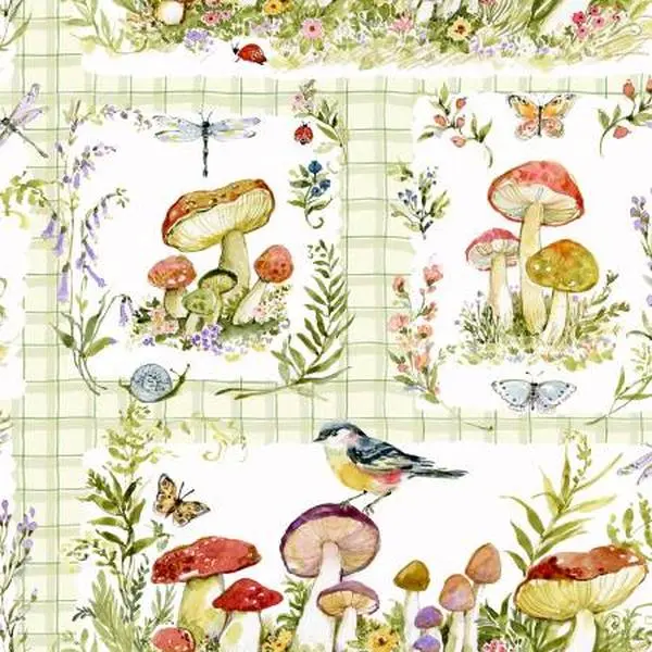 Mushroom Patch by Springs Creative - 100% Cotton 43/45 Inches