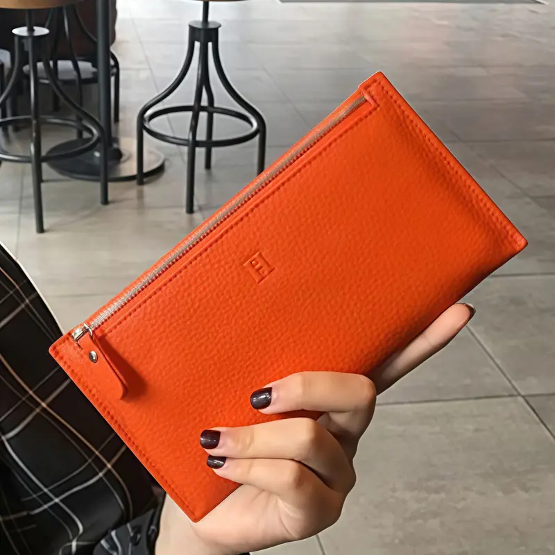 New Genuine Leather Long Wallet for Women, Real Leather Wallet, Ultra-Thin Alligator Pattern Handbag, Phone Holder Zipper Purse, Stylish Durable and Elegant Design
