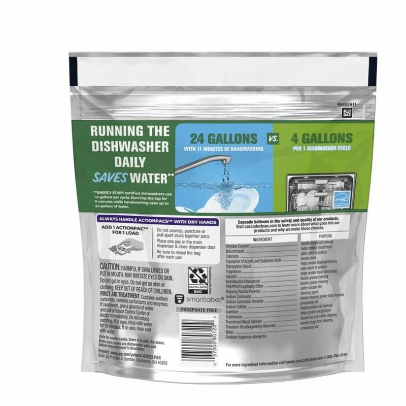 [2 Pack] Cascade Platinum Dishwasher Pods, Action Pacs Dishwasher Detergent Tabs, Fresh, 21 Count