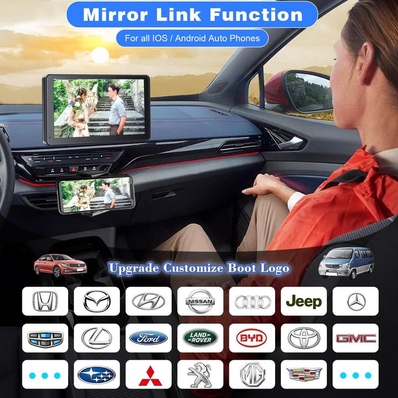 Hieha 2025 Upgraded Wireless Carplay Stereo with Suction Mount, Rear Camera, Seamless Mirrorlink, Supports Landscape & Portrait Modes TikTokShopBlackFriday