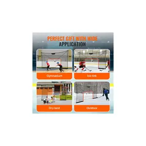 VEVOR Hockey Goal Backstop Net, Street Hockey Sports Backstop Netting, Portable Indoor Outdoor Hockey Training Net, 12x7 FT Large Size Target Net, Easy Assemble, Black (Goal Frame Not Included)