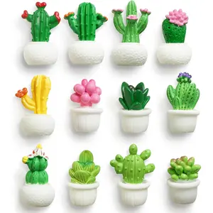 12PCS 3D Cactus Fridge Magnets | Cute Plant Decorative Refrigerator Magnets for Kitchen, Office & Locker Decor