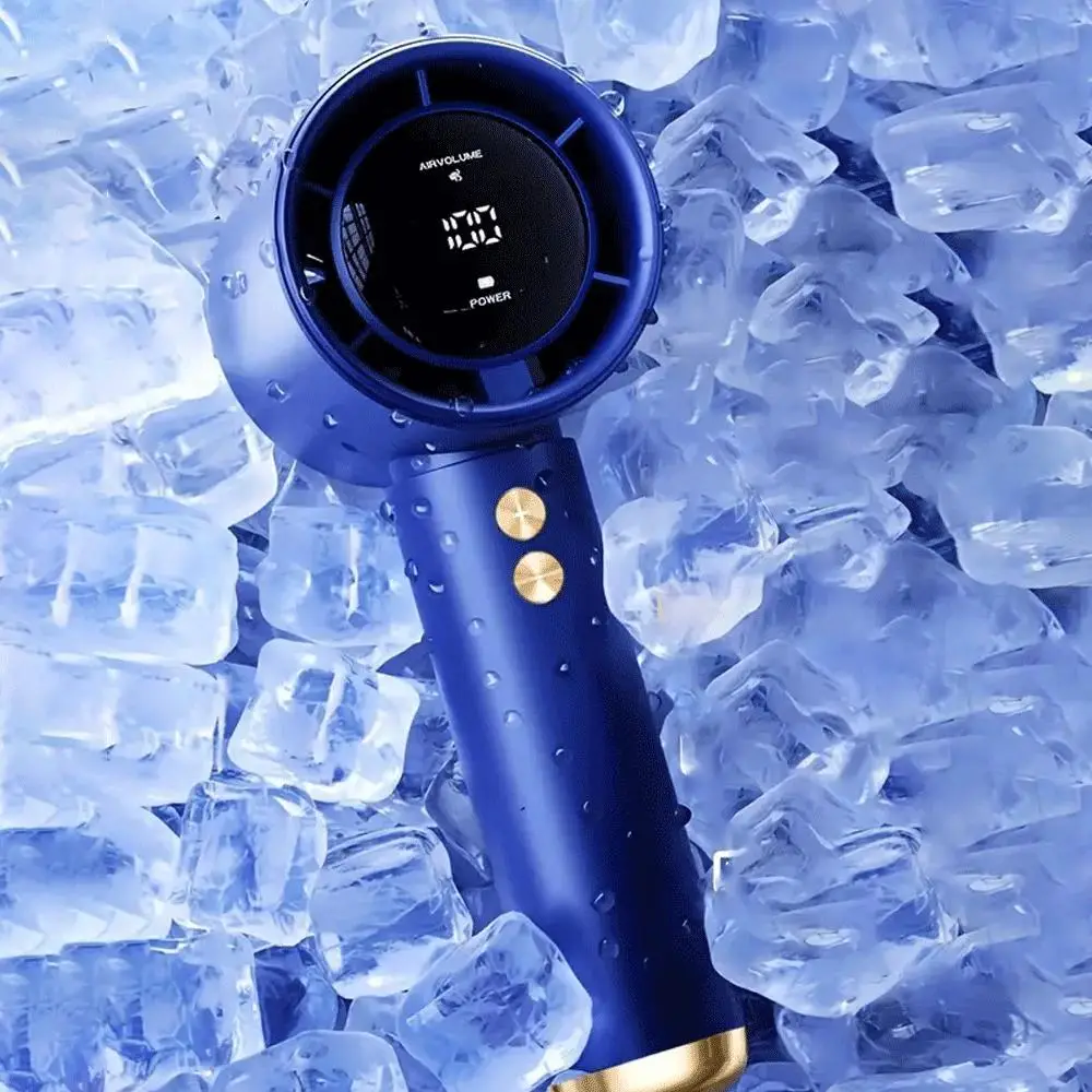 Portable Handheld Fan, 13000RPM Adjustable Mini Fan, USB Rechargeable Personal Fan, Digital Display Small Hair Dryer for Home Office Outdoor