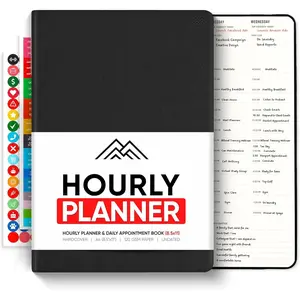 Hourly Planner & Appointment Book (8.5" x 11") -  Hourly Planner with Daily Schedule & 30-Minute Time Slots for  Time Management by  (A4, Black)