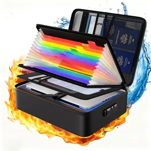 Lockable Fireproof Waterproof File Bag, 13 Color Compartments, Laptop Compatible, Essential for Home Office Travel, Portable Document Organizer