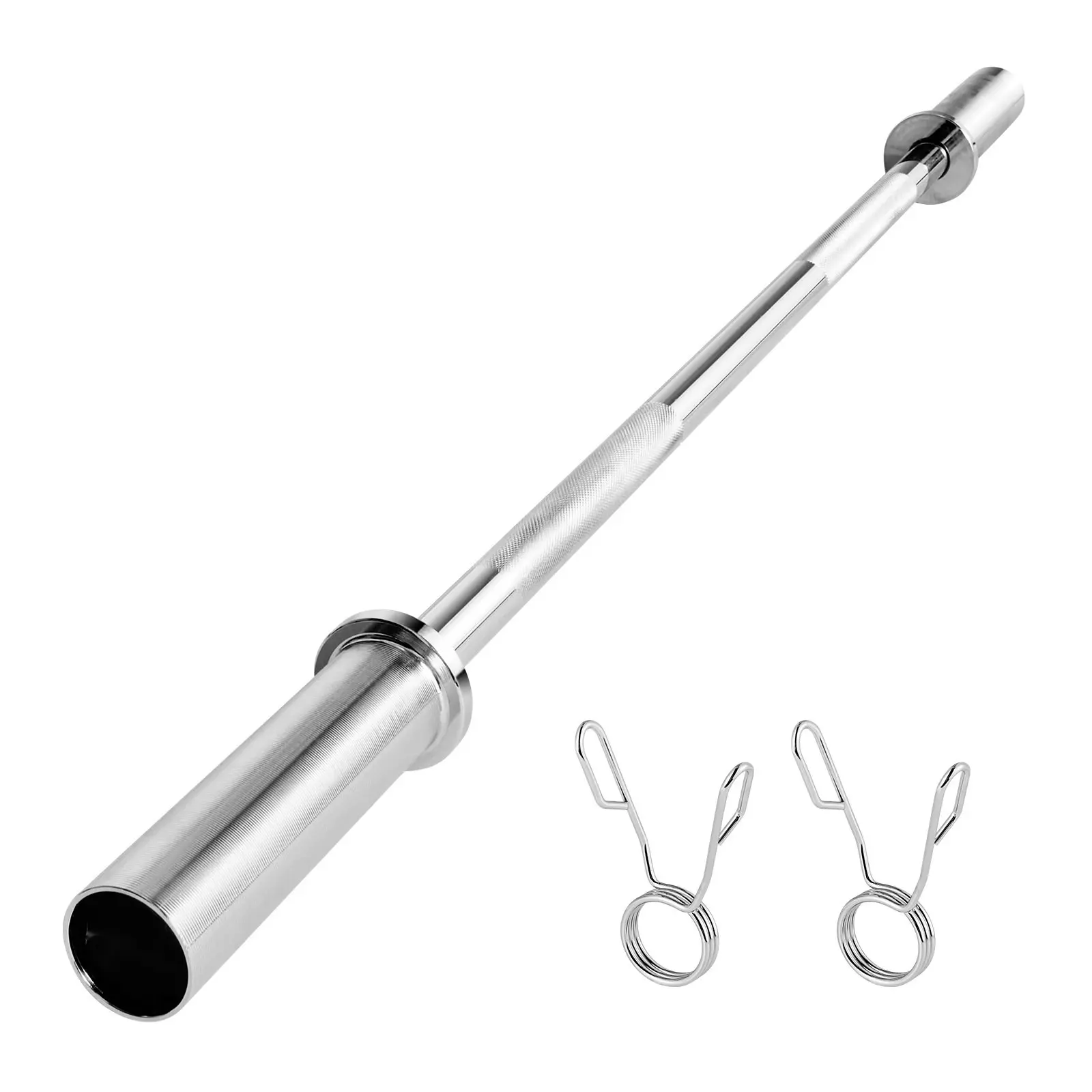 4-Ft Barbell Bar Fits 2-Inch Weight Plates, Chrome Plated Bar With Knurled Grip For Strength Training And Weightlifting, Squat Deadlift Bench Press Curl Overhead Press, 500 Lbs Capacity Home Gym