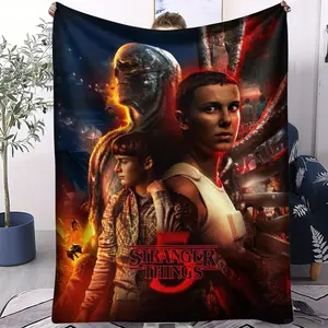 Horror TV Series S-Stranger T-Things Printed Flannel Blanket Soft Multifunctional Decorative Blanket Suitable for All Seasons