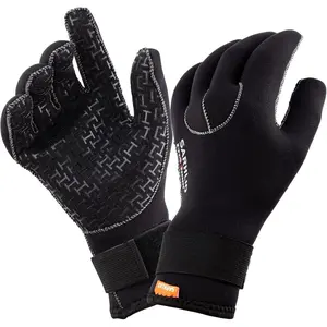 Water Gloves 5mm Neoprene Warmer Wetsuit Winter Gloves with Adjustable Wrist Strap for Ice Canoeing Ocean Swimming Kayaking Spearfishing Skiing