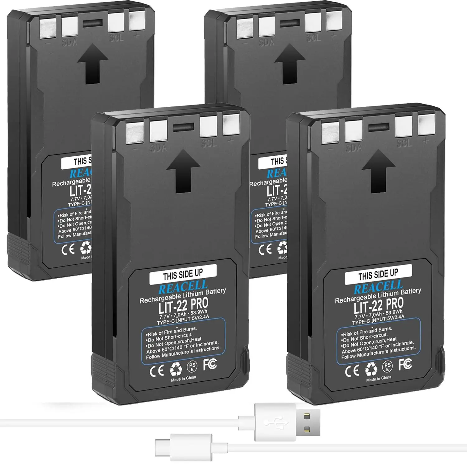 【Hunting Gear】4 Pack 7000mAh LIT-22 Battery For SPYPOINT Trail Camera, rechargeable hunting camera battery Compatible with Flex-M/S/Plus, Flex G-36, (Includes Type-C Cable)