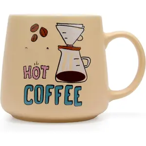 12 oz Ceramic Coffee Mug Microwave Safe with Wide Bottom - Dishwasher Safe Coffee Cup - Thick and Cozy Mug for Coffee, , Hot , and More (Beige)