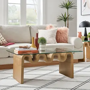 Ondine Glass Top Coffee Table in Natural