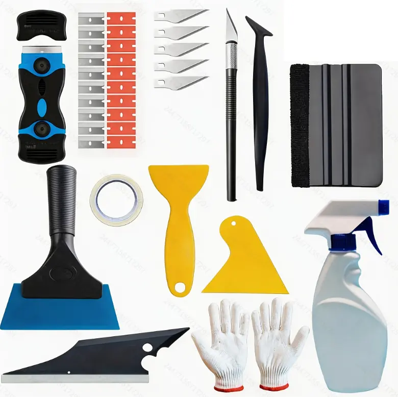 36Pcs All-in-1 Car Wrapping & Window Tint Complete Installation Kit for Cars, Trucks, ATVs - Includes Spray Bottle, Detail Gloves, Scrapers for DIY Pro Results (Sports & Outdoor Waterproofing Use), Complete Kit