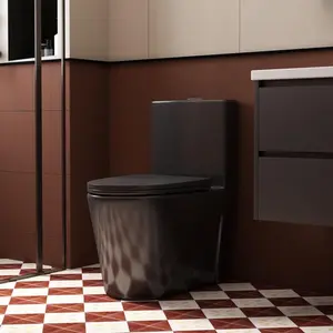 Elongated One Piece Toilet for Bathrooms, Comfortable Chair Seat Height 17", Dual Power Flush Toilet 1.1/1.6 GPF and MAP 1000g, 12'' Rough-In Toilet Bowl, Black