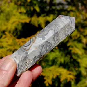 3.6in 102g Pink Grey Crazy Lace Agate Crystal Tower, Mexico