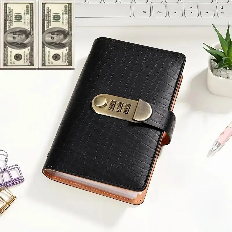 A6 Savings Notebook with Lock, 1 Count Small Financial Management Book, Cash Notebook, Suitable for Storing Money and Important Information