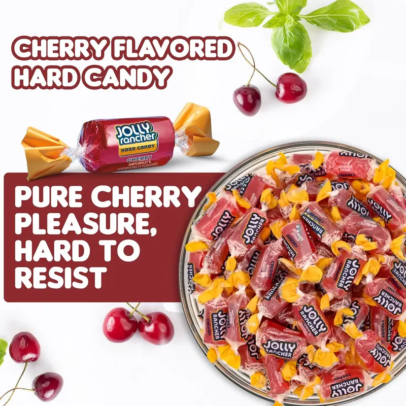 Cherry Jolly Ranchers Hard Candy – Original Flavor – 1 LB Bulk Bag (Approx. 75 Pieces) – Individually Wrapped Tart & Sweet Treats for Baby Showers, Back to School, Birthdays & Gift Bags, Red and pink candy, valentines day candy for kids school