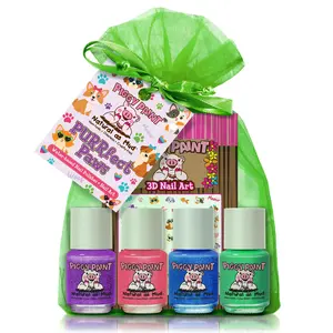 Piggy Paint PURRfect Paws Gift Set - Kids Non-toxic Nail Polish 4 Pack with Fun Pet-Inspired Colors & Safe Water-Based Formula, Nail Manicure for Kids and Pets