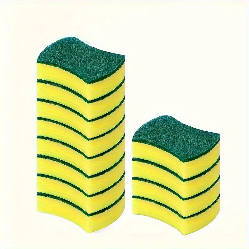 12pcs, Dishwashing Sponge Magic Scrubbing Dishware Artifact Brush Bowl Cleaning Absorbent Sponge Block Scouring Pad, Kitchen Stuff, Kitchen Cleaning Gadget