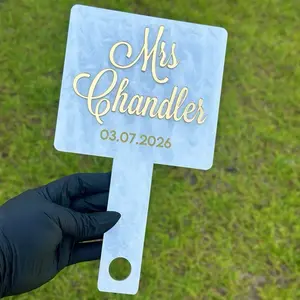 Bridal Mirror - Personalized Pearl Acrylic Vanity Mirror with Custom Engraving & 3D Effect for Wedding Decor & Keepsake Display