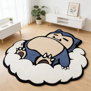 Cute and playful sleeping pet cloud shaped carpet, blue and white contrasting velvet floor mat, study anti slip and wear-resistant foot mat, e-sports chair special mat, home decorative rug, suitable for ins style/healing home decoration, Fluffy Rug