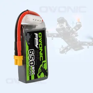 OVONIC 4 Packs 650mAh 3S1P 11.1V 80C Lipo Battery Pack with XT30 Plug for RC Airplane Small FPV(4 Packs)