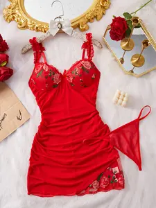 Women's Floral Print Spaghetti Strap Dress Set, Lace Detail Straps, Patchwork Design, Breathable Fabric, Perfect for Spring Summer