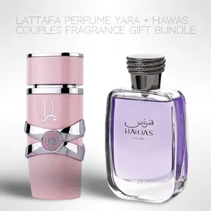 Lattafa Perfume Yara + Hawas 100ml (3.4 Fl oz) Long Lasting Perfume - Value Bundle - Couples Fragrance Gift Bundle