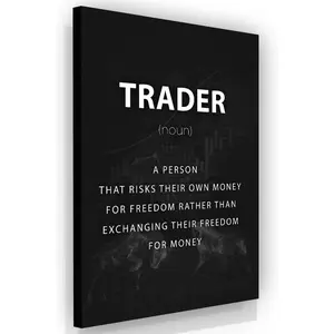 NATVVA Trader Noun Definition Motivational Wall Art Money Forex Trade Stock Market Sign Canvas Print Poster Trader Office Wall Decor Canvas Art Prints Painting Picture Artwork No Frame