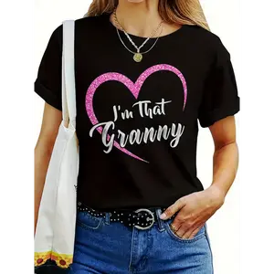 [100% Cotton] I'M That Granny Graphic Tee Stylish Round Neck TShirt , Casual Short Sleeve Top For SpringSummer, Perfect Senior Citizens' Day Gift For, Casual Wear Trendy Casual Styl T-Shirt For Men And Women
