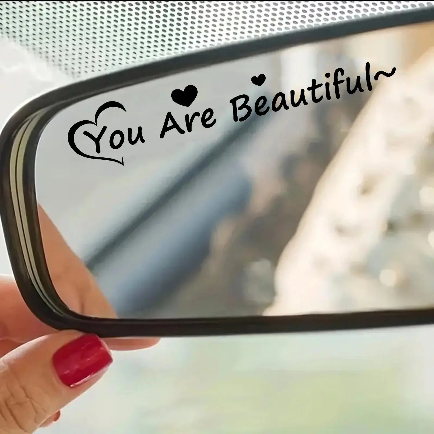 Car Rearview Mirror Sticker, 2 Counts You Are Beautiful Theme Inspiration Sticker, Motivational Quotes Decorative Sticker For Car Rearview Mirror, Car Accessories, Decal, Vinyl Decals, Universal Car Sticker