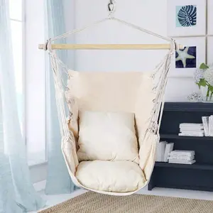 Hammock swing chair with ropes, maximum load 500 lbs.Fits indoor and outdoor spaces like bedroom, patio and garden.Enjoy gentle swinging experience, multiple color options.Poles and cushions not included.