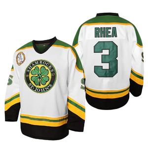 【TikTokShopBlackFriday】Four leaf clover hockey jersey #3 Goon movie jersey, St. John's Shamrocks Ross Rhea ice hockey jersey, for movie lovers Halloween outfit
