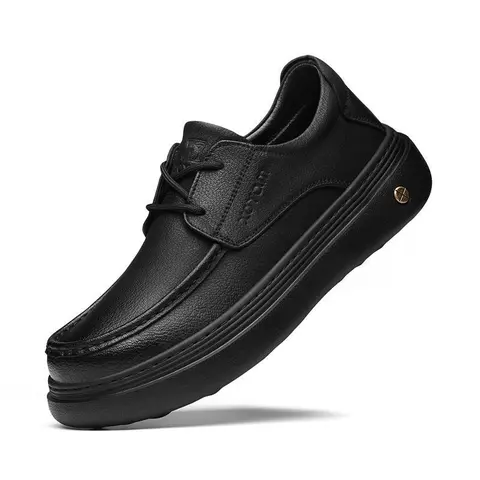 Men's Casual Athletic Low Top Walking Shoes - Handcrafted Lace-Up Soft Leather Footwear with Anti-Slip Wear-Resistant Soles, Suitable for Pairing with Casual Pants or Jeans