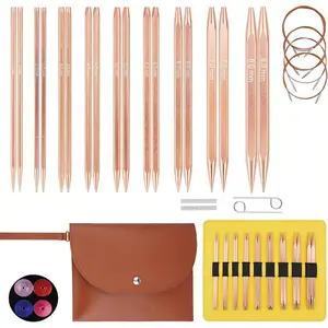Circular Knitting Needles Set with Case,9 Pairs Interchangeable Knitting Needles of Aluminum Cubic Circular Needle,Square Circular Needles(3.5mm-8mm)