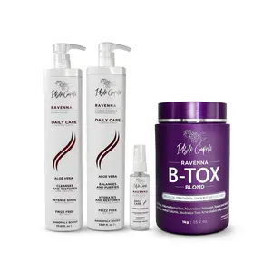 Kit Ravenna Daily Care + B-tox Blond : Hydration, Straightening, and Intense Shine Shampoo, Conditioner, Oil and Mask Haircare   Repair Keratin Gentle Foam Cleanser Cleansing