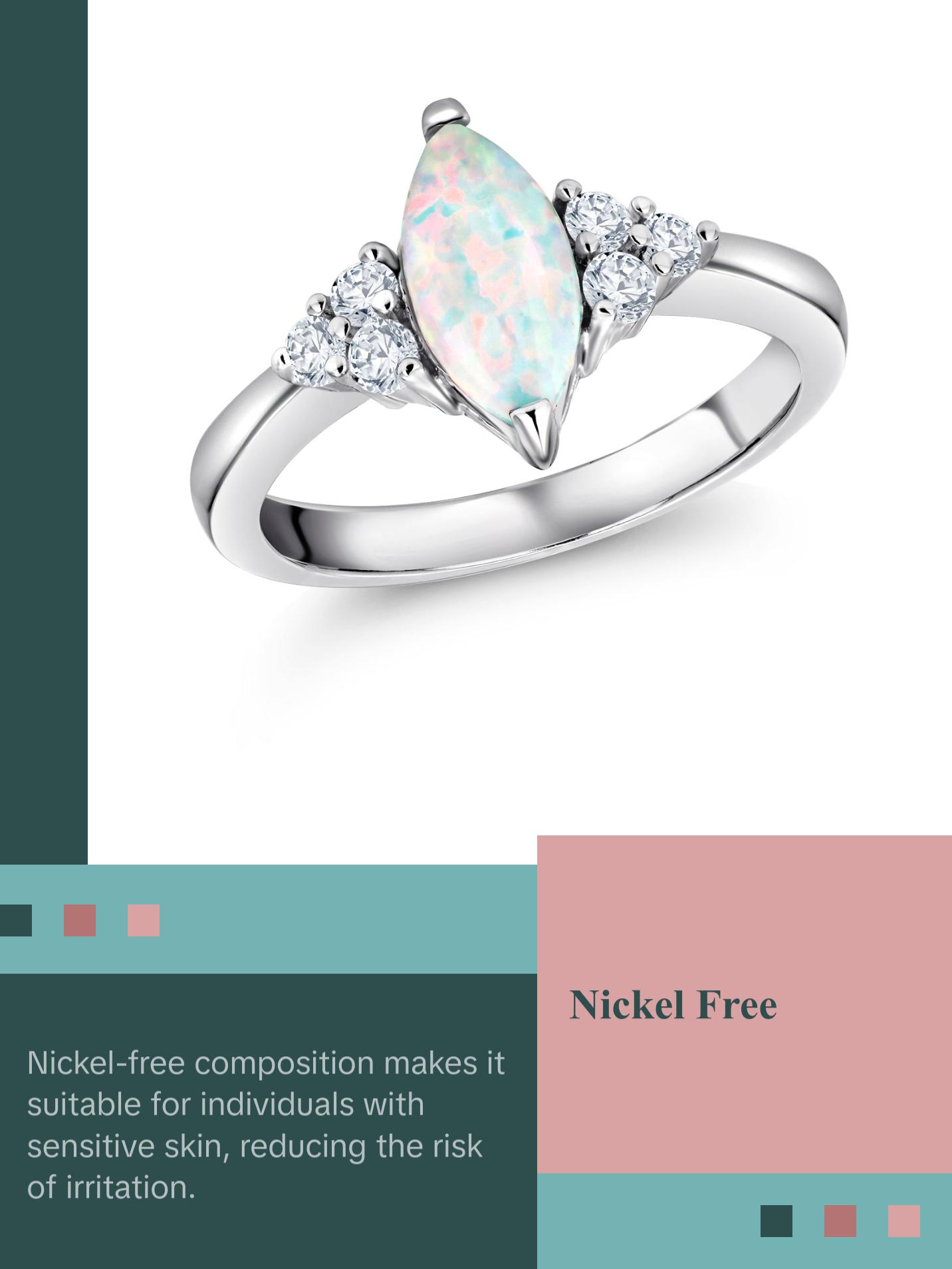 925 Sterling Silver Lab Created Opal And Cz Ring, Created Opal Ring, Opal Engagement Ring, Marquise Opal Ring, Opal CZ Ring, Silver Cz Ring, Silver Jewelry