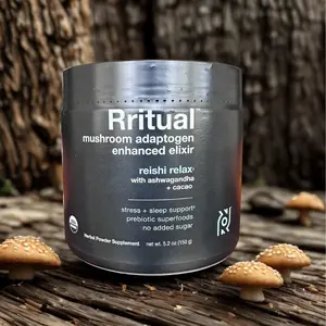 Rritual Reishi Relax – Organic Mushroom & Ashwagandha Powder | Stress Relief, Sleep & Immunity Support (Large Container)