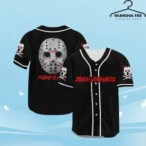 Jason Voorhees Baseball Jerseys - Halloween Baseball Jerseys - Music Baseball Jersey - Vintage Streetwear Baseball Jersey - Casual Baseball Jersey Outfits - Unisex -  Trendy Baseball Jerseys