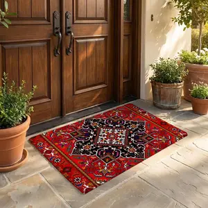 Persian Rug Pattern Floor Mat Flannel Rug Ultra Soft, High Water Absorbent & Hypoallergenic, Machine Washable HD Custom Printed Non-Slip Floor Mat for Bathroom, Kitchen Bedroom